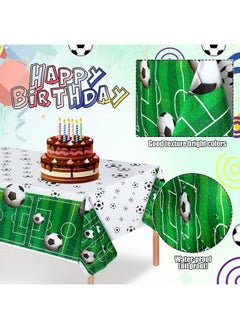 Irenare Soccer Party Decorations Include Vinyl Soccer Happy Birthday Backdrop Banner And Plastic Soccer Pattern Tablecloth For Soccer Birthday Party Decorations  - Image 5