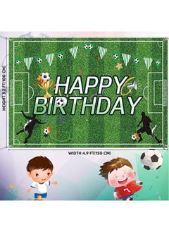 Irenare Soccer Party Decorations Include Vinyl Soccer Happy Birthday Backdrop Banner And Plastic Soccer Pattern Tablecloth For Soccer Birthday Party Decorations  - Image 4