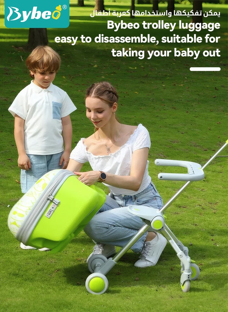 Bybeo 2PCS Kids Ride-on Luggage Set, 20" Expandable Carry-on Rolling Suitcase with Child Guardrail, Kids Trolley Case with Handle, Sit Down Trolley Suitcase for Toddlers With 360° Swivel Wheels and U-Shaped Pillow, Perfect for Family Vacations, School & Airports - Image 2