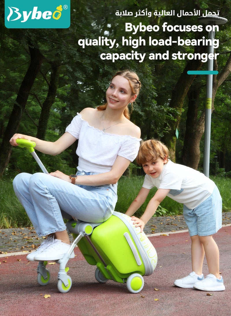 Bybeo 2PCS Kids Ride-on Luggage Set, 20" Expandable Carry-on Rolling Suitcase with Child Guardrail, Kids Trolley Case with Handle, Sit Down Trolley Suitcase for Toddlers With 360° Swivel Wheels and U-Shaped Pillow, Perfect for Family Vacations, School & Airports - Image 5