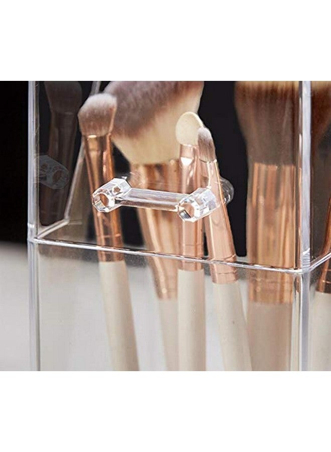 Quupy Makeup Brush Organiser, Cosmetic Brush Eyebrow Pencil Storage Holder With Lid Clear, Acrylic Dustproof Makeup Storage Jewellery Storage Box For Dresser, Bedroom, Bathroom - Image 4