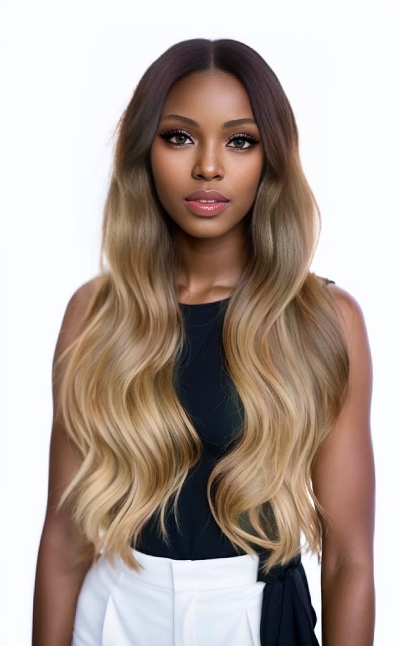 Joe Green 5 Y Shaped HD Lace Frontal Wig Synthetic PrePlucked Hair Long Ash Blonde Long Body Wave