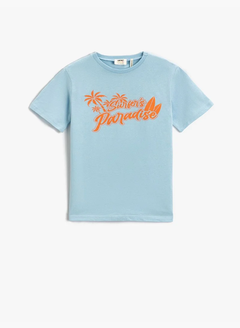 كوتون Summer Themed Printed Short Sleeve T-Shirt Cotton