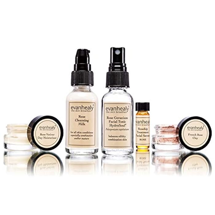 evanhealy Balancing Ritual | Rose Skin Care Set | 5 Piece Travel Face Care Kit for Combination Skin | Skincare Kit with Facial Mask & Gentle Skin Cleanser | Harmonize Oil Imbalance - Image 1