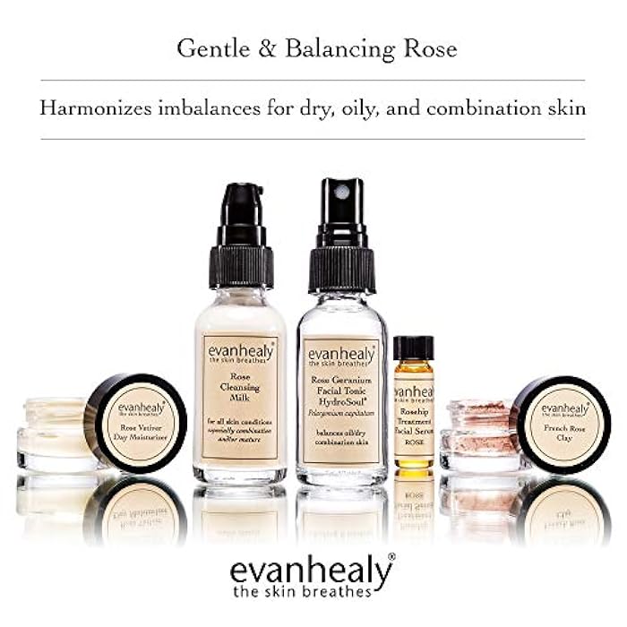 evanhealy Balancing Ritual | Rose Skin Care Set | 5 Piece Travel Face Care Kit for Combination Skin | Skincare Kit with Facial Mask & Gentle Skin Cleanser | Harmonize Oil Imbalance - Image 4