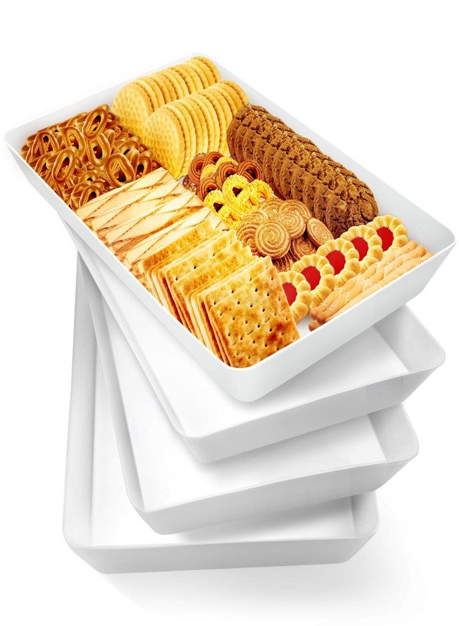 WOWBOX 4 pcs Serving Tray for Party, Grilling Accessories, Serving Platters for Snacks, Fruit, Reusable Plastic Trays for Serving Food and Pantry Organization in Kitchen & for Mothers Day Parties - Image 1