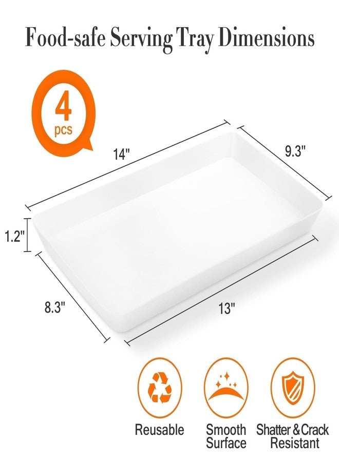 WOWBOX 4 pcs Serving Tray for Party, Grilling Accessories, Serving Platters for Snacks, Fruit, Reusable Plastic Trays for Serving Food and Pantry Organization in Kitchen & for Mothers Day Parties - Image 2