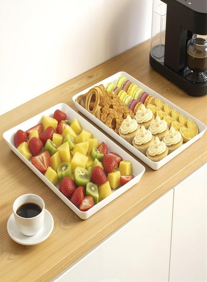 WOWBOX 4 pcs Serving Tray for Party, Grilling Accessories, Serving Platters for Snacks, Fruit, Reusable Plastic Trays for Serving Food and Pantry Organization in Kitchen & for Mothers Day Parties - Image 4