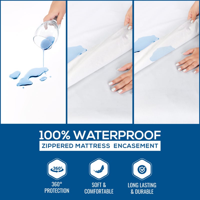 Utopia Bedding Utopia Bedding Zippered Mattress Encasement Queen, 100% Waterproof Bed Bug and Dust Mite Proof Mattress Protector, Absorbent Six-Sided Mattress Cover (Pack of 2)  - Image 2