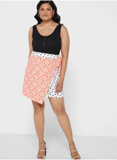 Orange Plus Size Spliced Print  Wrap Front Skirt - pzsku/ZCA52AE62E0DFB47ADDFBZ/45/_/1698926818/7ddcd905-cc65-4ffb-996d-9b25e84b294e