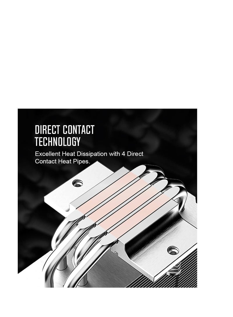 ID-COOLING SE-214-XT ARGB WHITE CPU Cooler 4 Heatpipes CPU Air Cooler Addressable RGB Light Sync with Motherboard(5V 3-PIN Connector) CPU Fan for Intel/AMD, LGA 1700 Compatible - Image 2