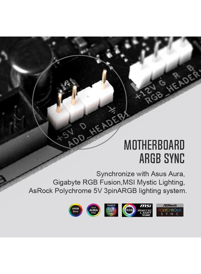 ID-COOLING SE-214-XT ARGB WHITE CPU Cooler 4 Heatpipes CPU Air Cooler Addressable RGB Light Sync with Motherboard(5V 3-PIN Connector) CPU Fan for Intel/AMD, LGA 1700 Compatible - Image 5