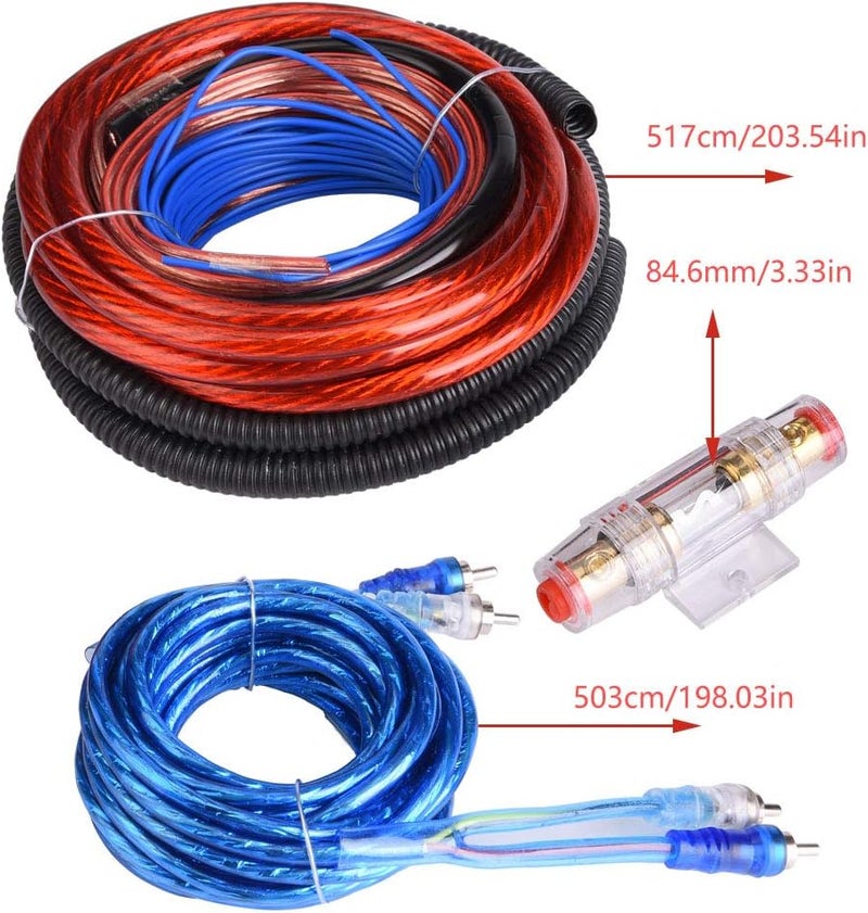 كلاراكو طقم أسلاك مضخم الصوت الفرعي للسيارة، طقم أسلاك توصيل مكبر الصوت المتصل بصندوق الصوت للسيارة، طقم أسلاك تركيب مكبر الصوت الفرعي للسيارة بقوة 2800 وات، طقم أسلاك وكابل تركيب مكبر الصوت، طقم فيوزات - Image 4