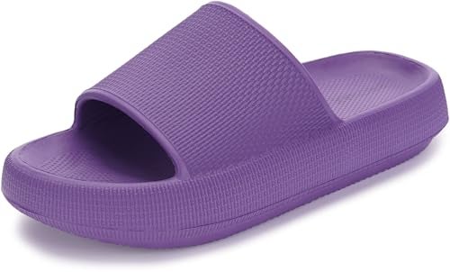 BRONAX Pillow Slippers for Women and Men | House Slides Shower Sandals | Cushioned Thick Sole 39-40 Purple - Image 1