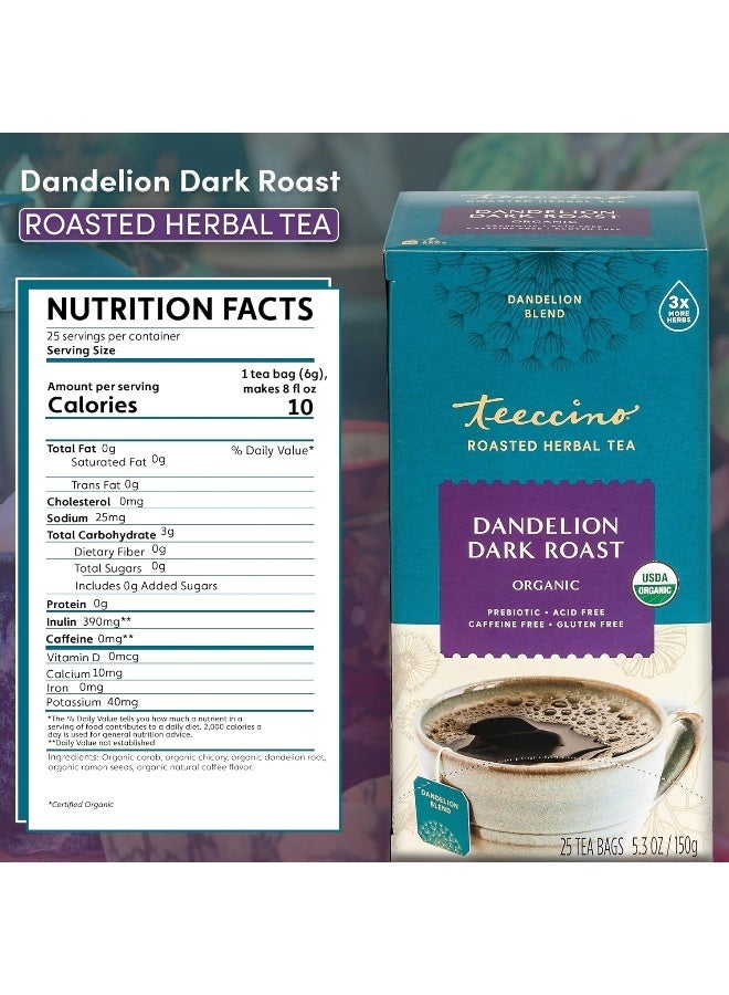 Teeccino Dandelion Dark Roast Herbal Tea - Image 2