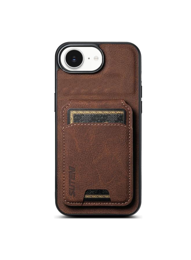 Suteni Case For iPhone 16e H02 Litchi Leather Card Wallet Stand Back Phone Case - Image 1