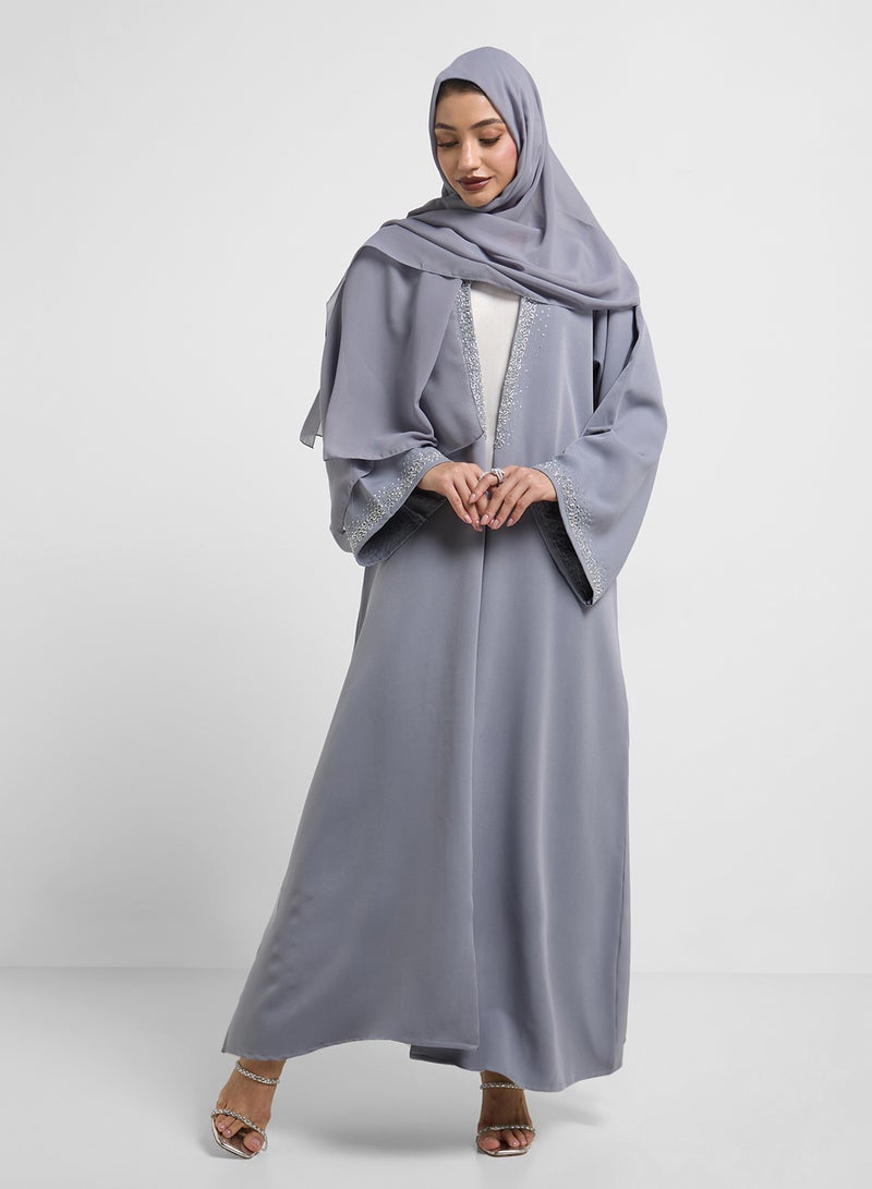 hayas closet Embellished Neck Flared Sleeve Abaya  - Image 1