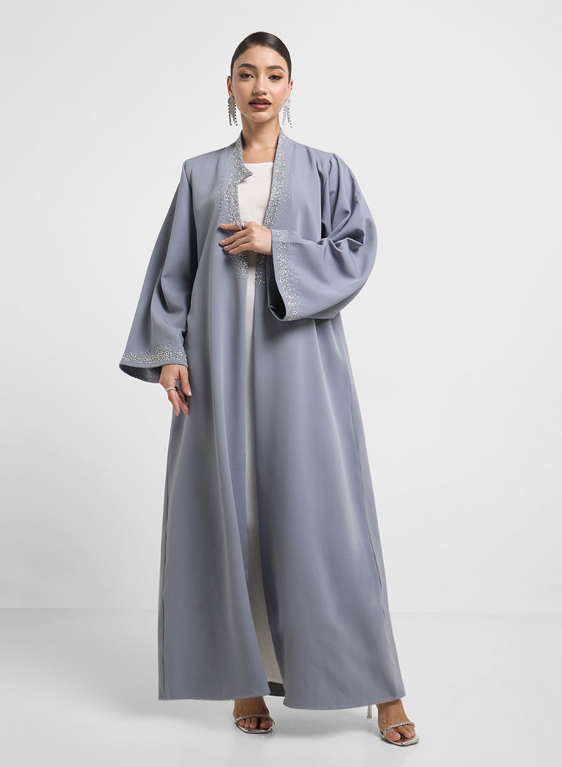 hayas closet Embellished Neck Flared Sleeve Abaya  - Image 4