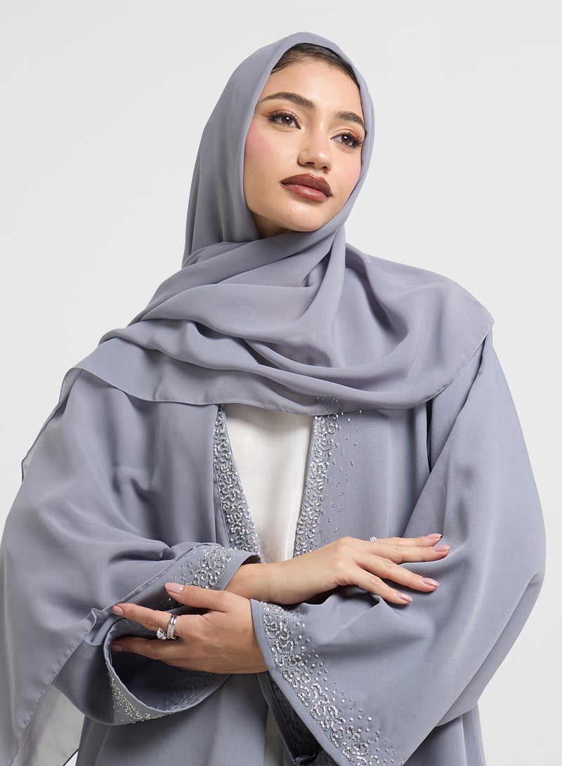 hayas closet Embellished Neck Flared Sleeve Abaya  - Image 3