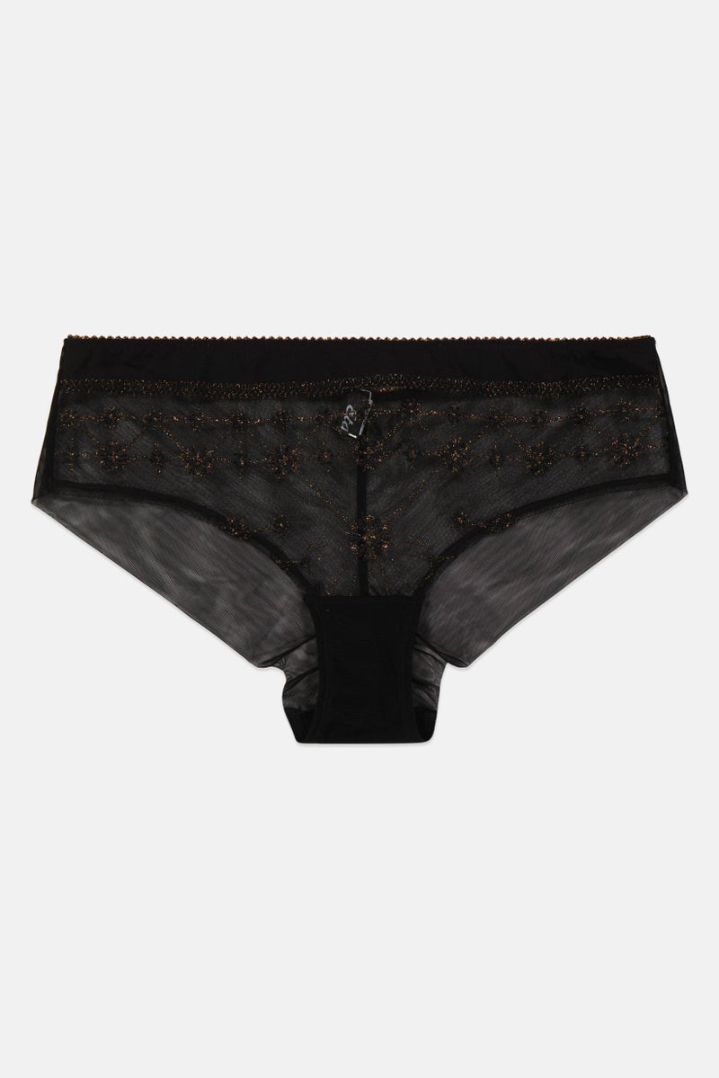 Etam Women Textured Pantie, Black - Image 1