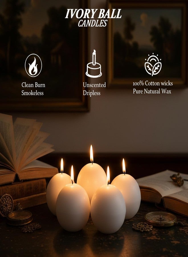 Veiuwa 18-Pack Ivory Ball Candles Bulk, 3-Inch Round Unscented Pillar Candles, Dripless & Smokeless for Long Lasting Burn, Ideal for Wedding Centerpieces, Party Decor, Home Decoration - Image 3