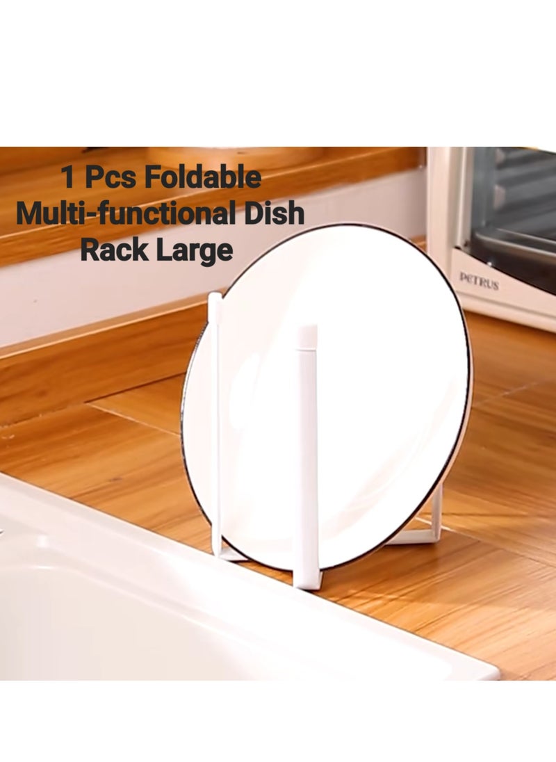 Generic - Kitchen Dish Rack for Plates and Bowls  Organiser - Counter Top Storage for Glass Holder and Cutting Board - Fold able Drying Stand Organizer - 1 Large 21.2×12.8×13.6 - Image 1