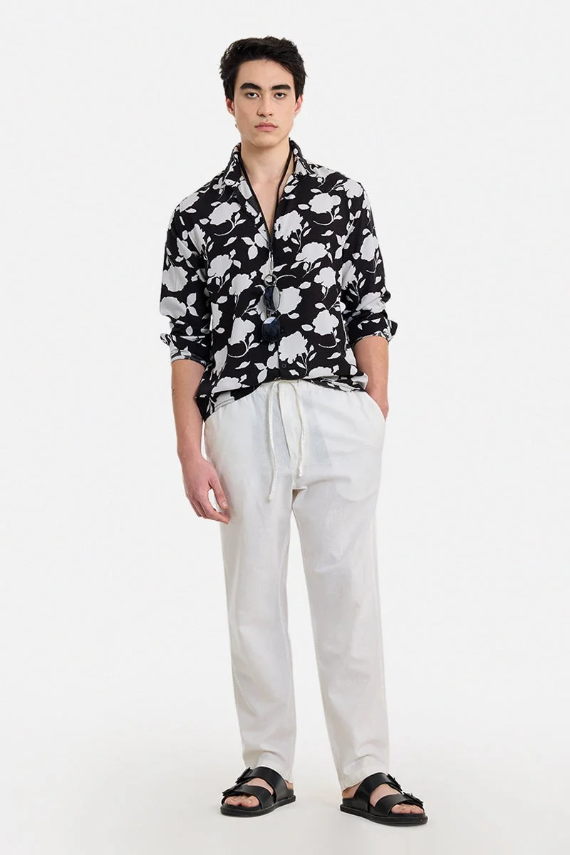 سنيتش Black Floral Long Sleeve Regular Fit Shirt