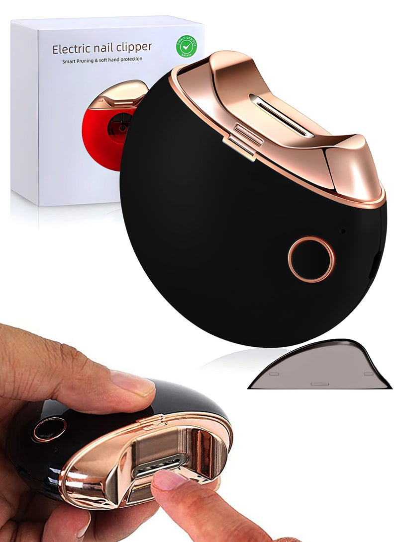 Portable Electric Nail Clippers Baby Nail Piercing Device Adult Manicure Implement Nail Clippers Nail Clipper Anti-Splash Anti-Pinch (black) - Image 1
