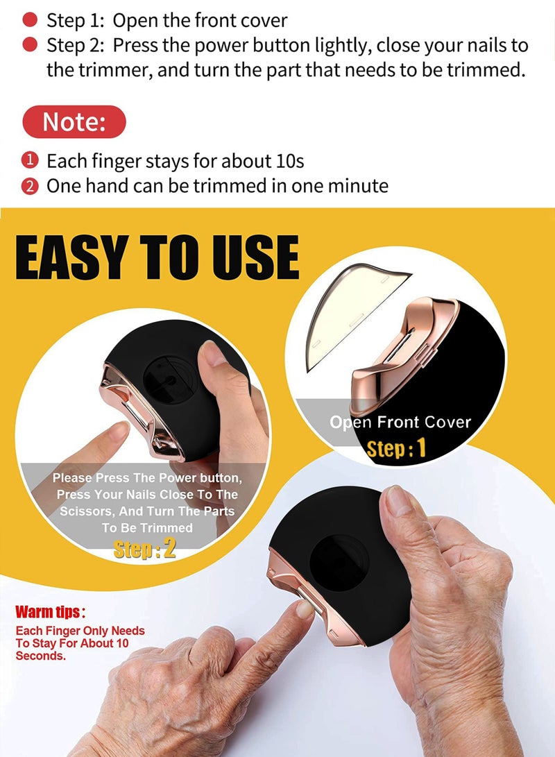 Portable Electric Nail Clippers Baby Nail Piercing Device Adult Manicure Implement Nail Clippers Nail Clipper Anti-Splash Anti-Pinch (black) - Image 2