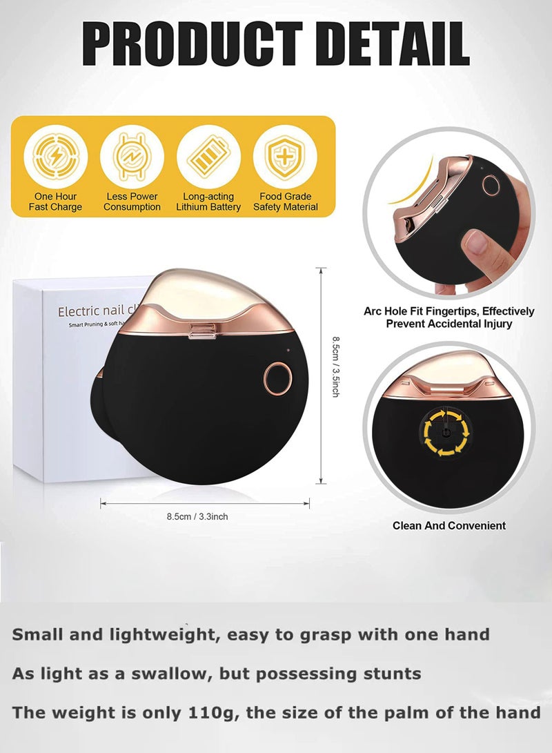 Portable Electric Nail Clippers Baby Nail Piercing Device Adult Manicure Implement Nail Clippers Nail Clipper Anti-Splash Anti-Pinch (black) - Image 4