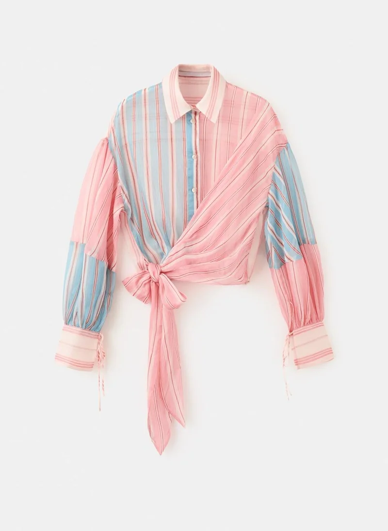 MANGO  Striped Blouse With Tie Fastening for Women | Best Price UAE