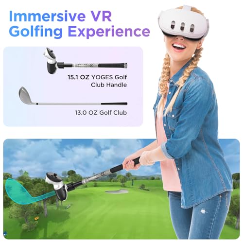 YOGES VR Golf Club Attachment Compatible with Meta Quest 3S/ Quest 3/ Oculus Quest 2 Controller, Non-Slip VR Golf Handle Grips 90 Degree Keep Tracking for Golf VR Games (ONLY for Right Controller) - Image 3