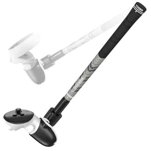 YOGES VR Golf Club Attachment Compatible with Meta Quest 3S/ Quest 3/ Oculus Quest 2 Controller, Non-Slip VR Golf Handle Grips 90 Degree Keep Tracking for Golf VR Games (ONLY for Right Controller) - Image 1