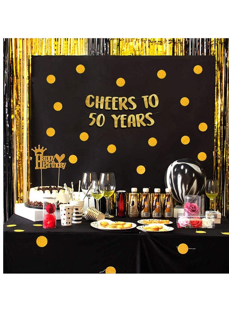 Cheers To 50 Years Gold Glitter Banner - 50th Anniversary And Birthday Party Decorations - Image 1