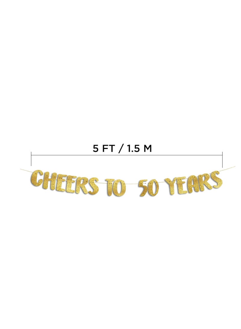 Cheers To 50 Years Gold Glitter Banner - 50th Anniversary And Birthday Party Decorations - Image 2