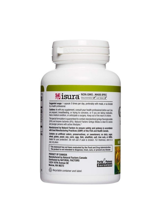 natural Factors - Herbalfactors By Natural Factors Ginkgo Biloba Supports Memory Mental Performance And Healthy Brain Function 60 Capsules (60 Servings) - Image 1
