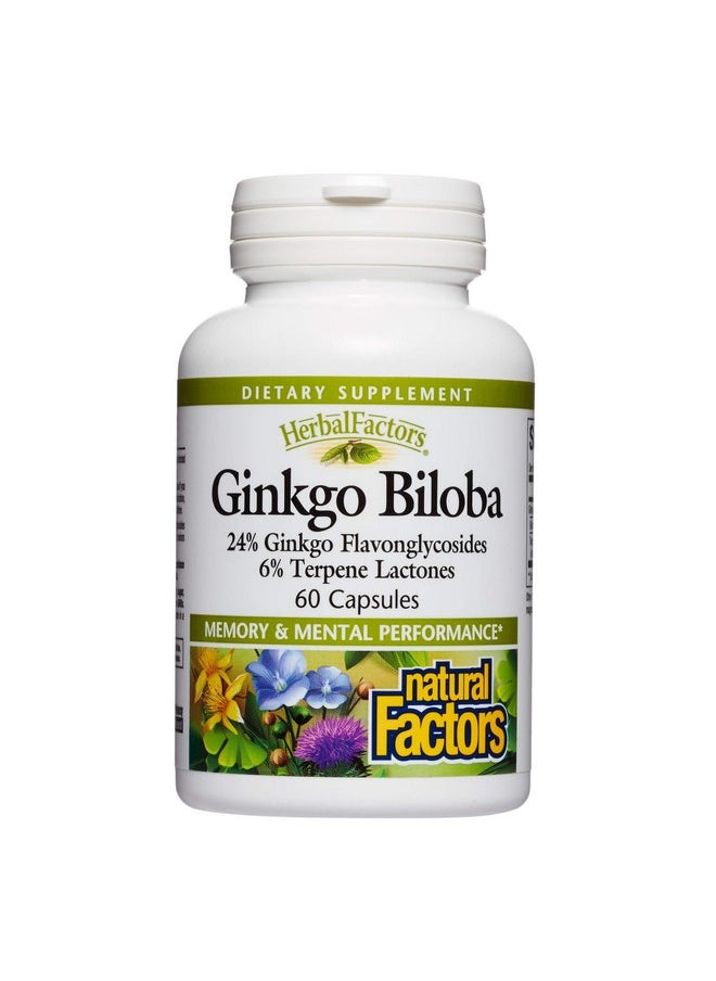 natural Factors - Herbalfactors By Natural Factors Ginkgo Biloba Supports Memory Mental Performance And Healthy Brain Function 60 Capsules (60 Servings) - Image 1