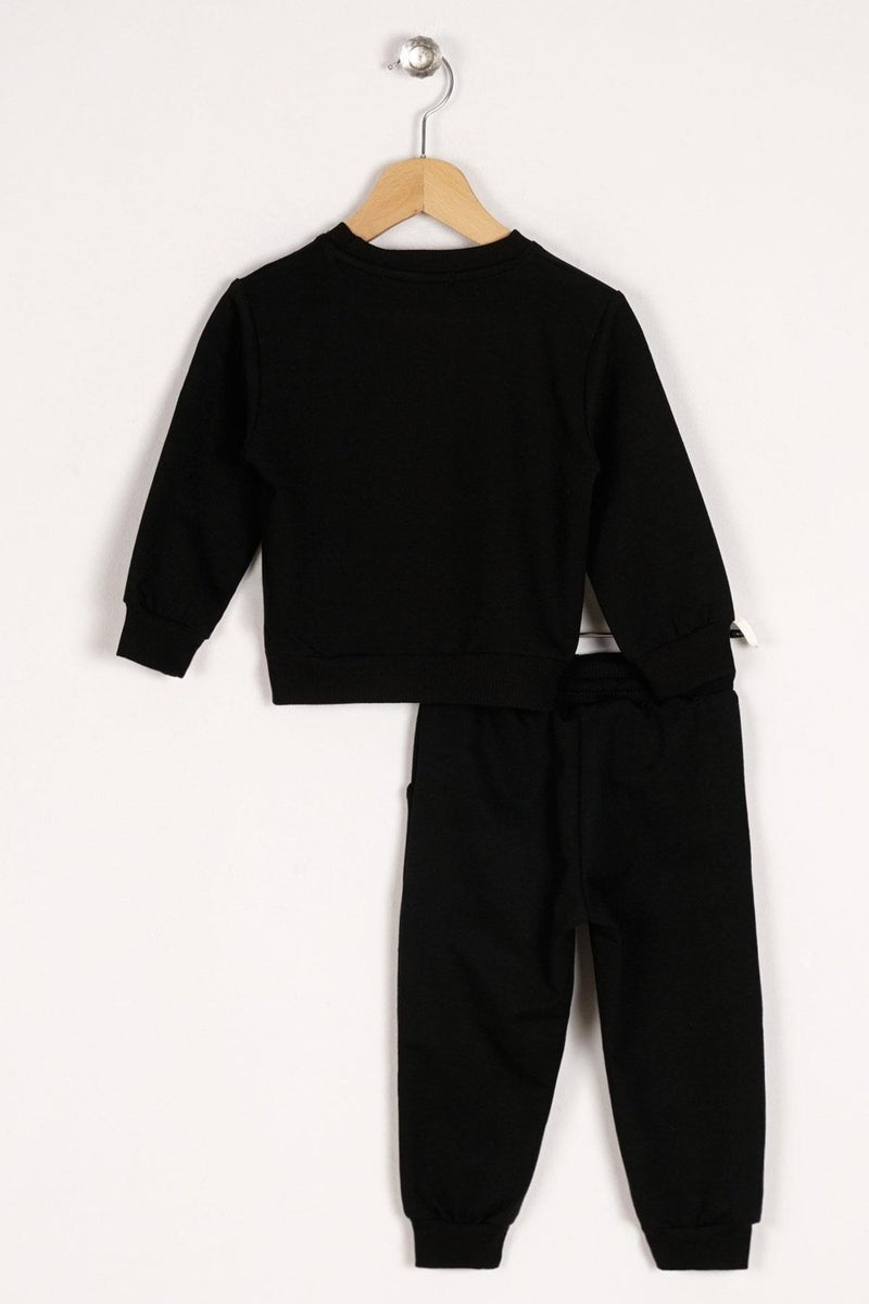 Zepkids Crew Neck Long Sleeve Animal Person Printed Black Color Boy Tracksuit Set  - Image 2