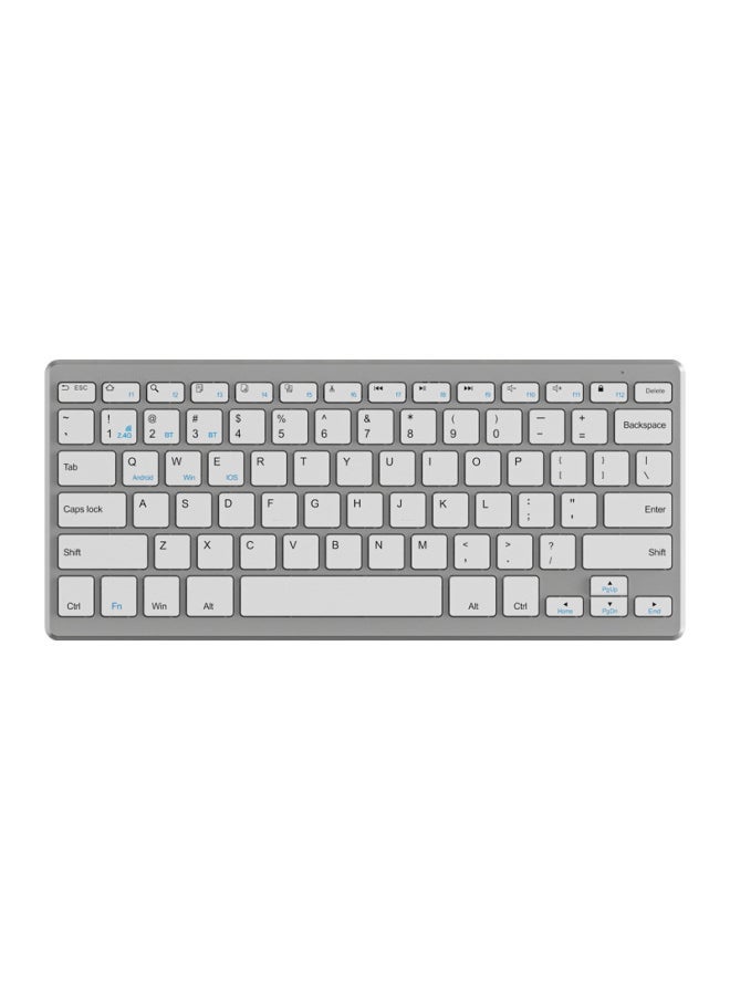 The Wireless Bluetooth Keyboard Is Suitable For Mobile Phone Tablet Computer 78 Key Keypad Mute Office Multilingual-Color:K019 Rechargeable Version Dual-mode Silver Single Keyboard - Image 1