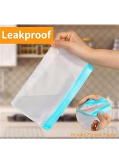 MIXDE Reusable Freezer Bags 10 Pack, Stand Up Reusable Food Storage Bags for Food Leakproof, 2 Gallon Bags + 4 Sandwich Bags + 4 Snack Reusable Freezer Bags for Kitchen Meat Fruit Cereal  - Image 4
