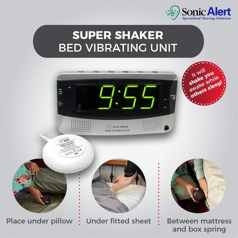 Sonic Alert Sonic Bomb Extra Dual Alarm Clock with Large Display - SBD375SS, Silver - Image 3
