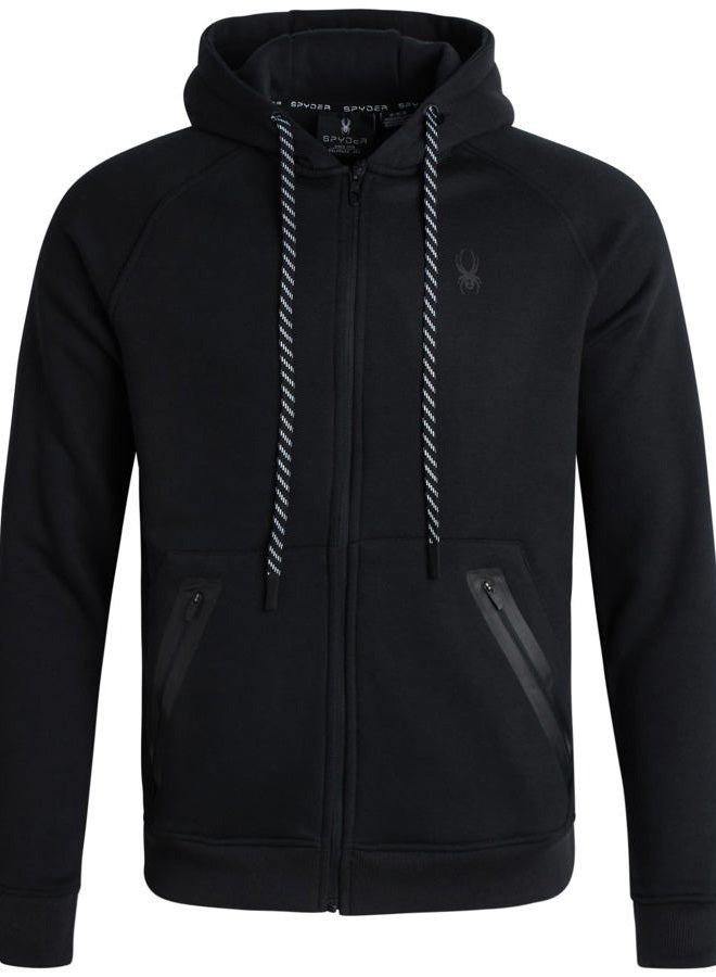 Spyder Mens Zip Up Hoodie - Super Soft Performance Fleece Sweatshirts for Men - Warm Athletic Hoodies for Running Walking Gym, Black, S - Image 4