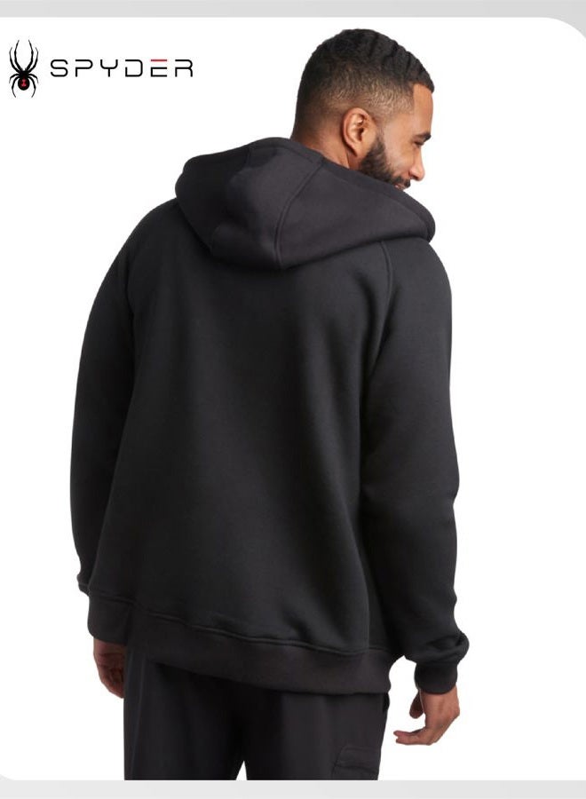 Spyder Mens Zip Up Hoodie - Super Soft Performance Fleece Sweatshirts for Men - Warm Athletic Hoodies for Running Walking Gym, Black, S - Image 2