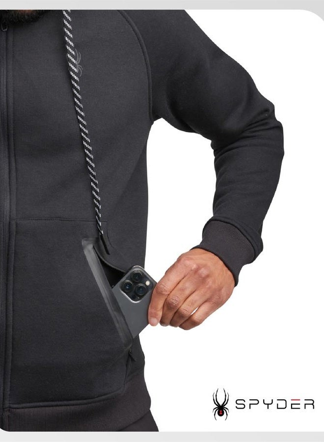 Spyder Mens Zip Up Hoodie - Super Soft Performance Fleece Sweatshirts for Men - Warm Athletic Hoodies for Running Walking Gym, Black, S - Image 3