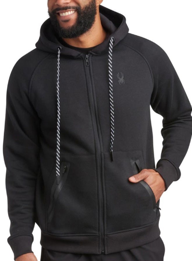 Spyder Mens Zip Up Hoodie - Super Soft Performance Fleece Sweatshirts for Men - Warm Athletic Hoodies for Running Walking Gym, Black, S - Image 1