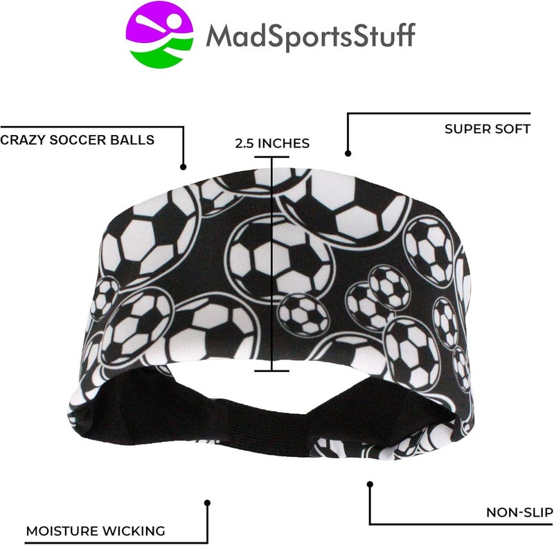 MadSportsStuff Crazy Soccer Headband with Soccer Ball Logos - Image 4