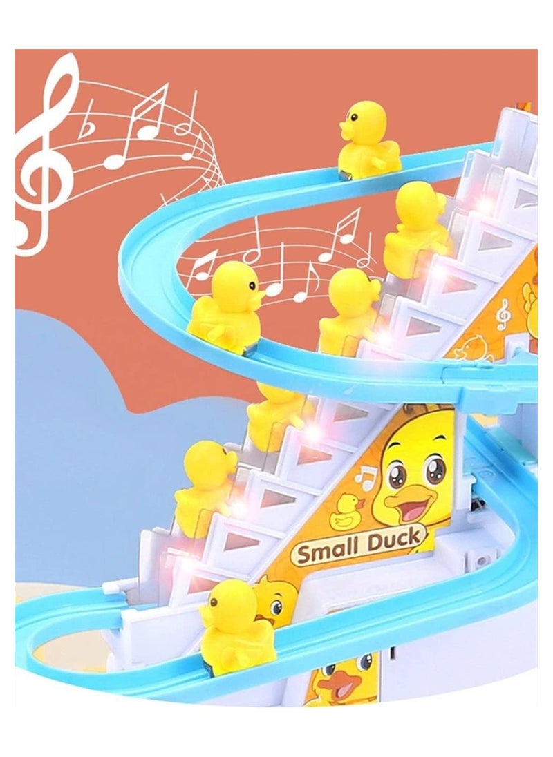 Electric Music Climbing Stairs Toy Duck Race Track Set For Kids