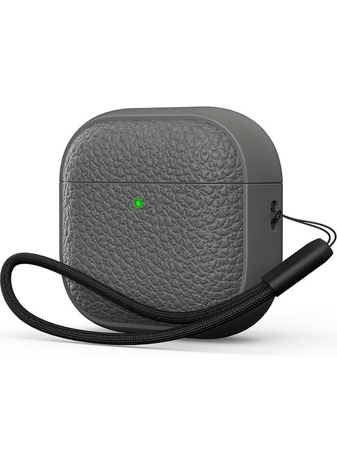 O Ozone Case for Airpods 4 Case Cover with Wrist Strap, Leather Touch Design Protective Headphone Case Cover for Airpods 4th Generation Case -Grey  - Image 1