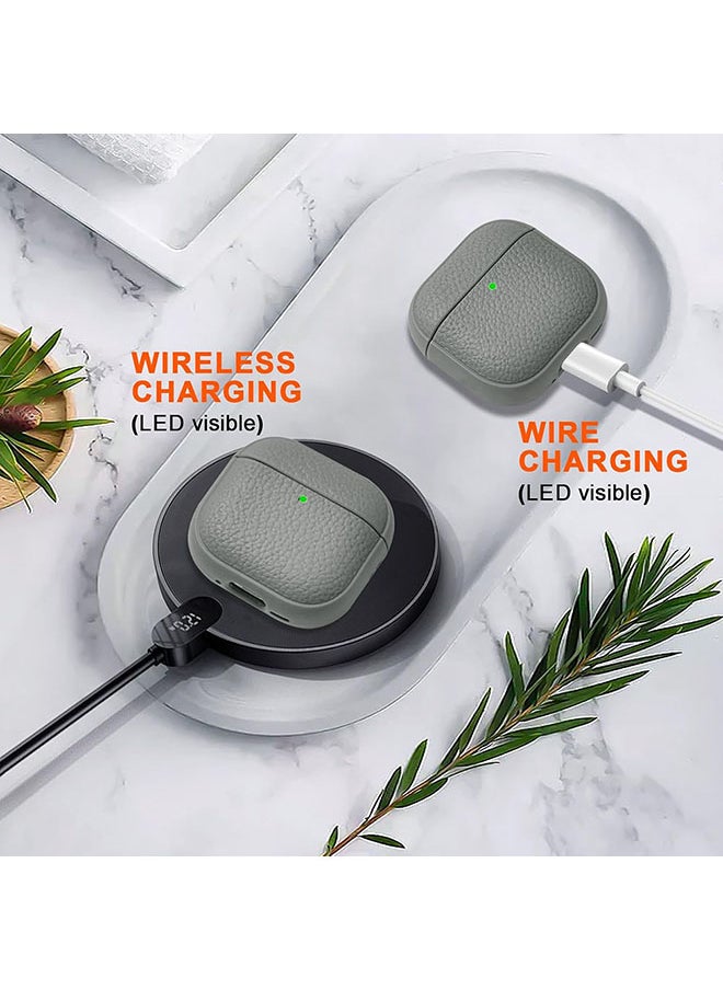 O Ozone Case for Airpods 4 Case Cover with Wrist Strap, Leather Touch Design Protective Headphone Case Cover for Airpods 4th Generation Case -Grey  - Image 4