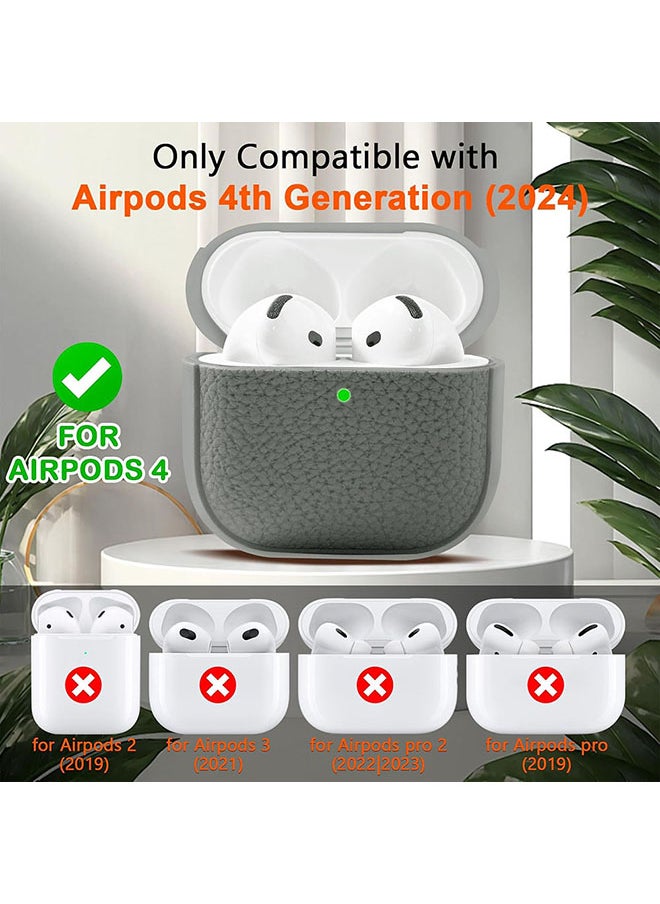 O Ozone Case for Airpods 4 Case Cover with Wrist Strap, Leather Touch Design Protective Headphone Case Cover for Airpods 4th Generation Case -Grey  - Image 2
